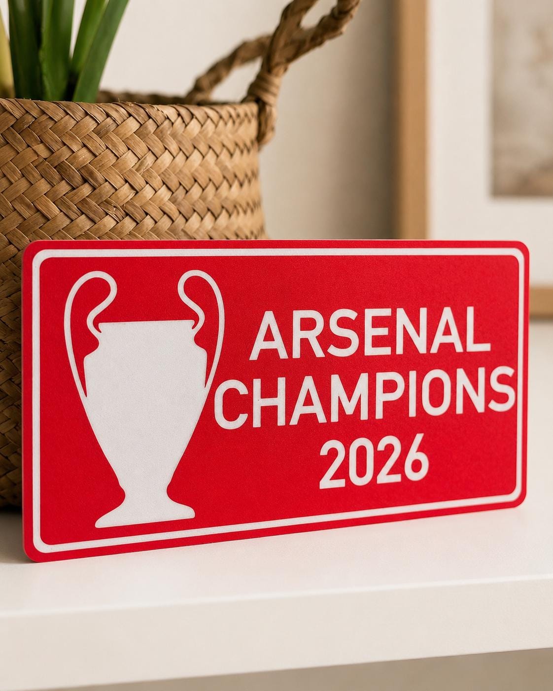Football Champions 2026 Plaque | Arsenal Inspired Fan Sign