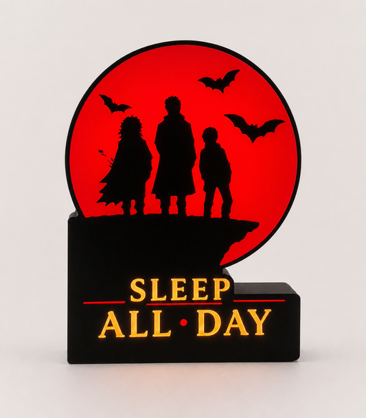 Sleep All Day LED Light Box | Vampire Inspired Lamp | Gothic Decor | Horror Fan