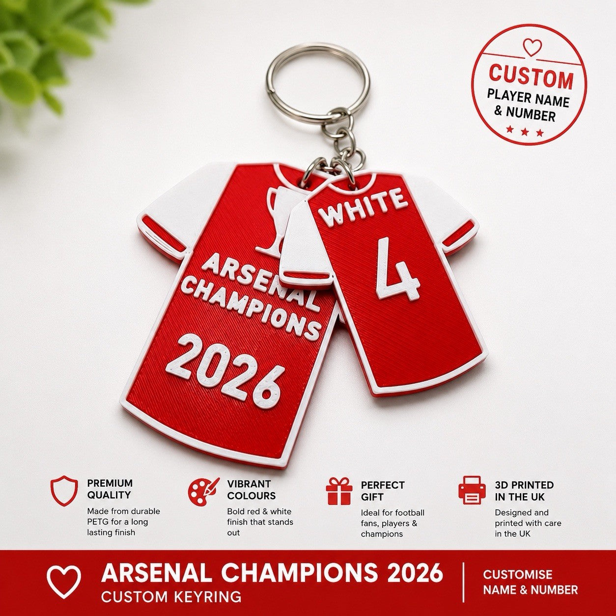 Arsenal Champions 2026 Keychain – Custom Football Shirt Keyring