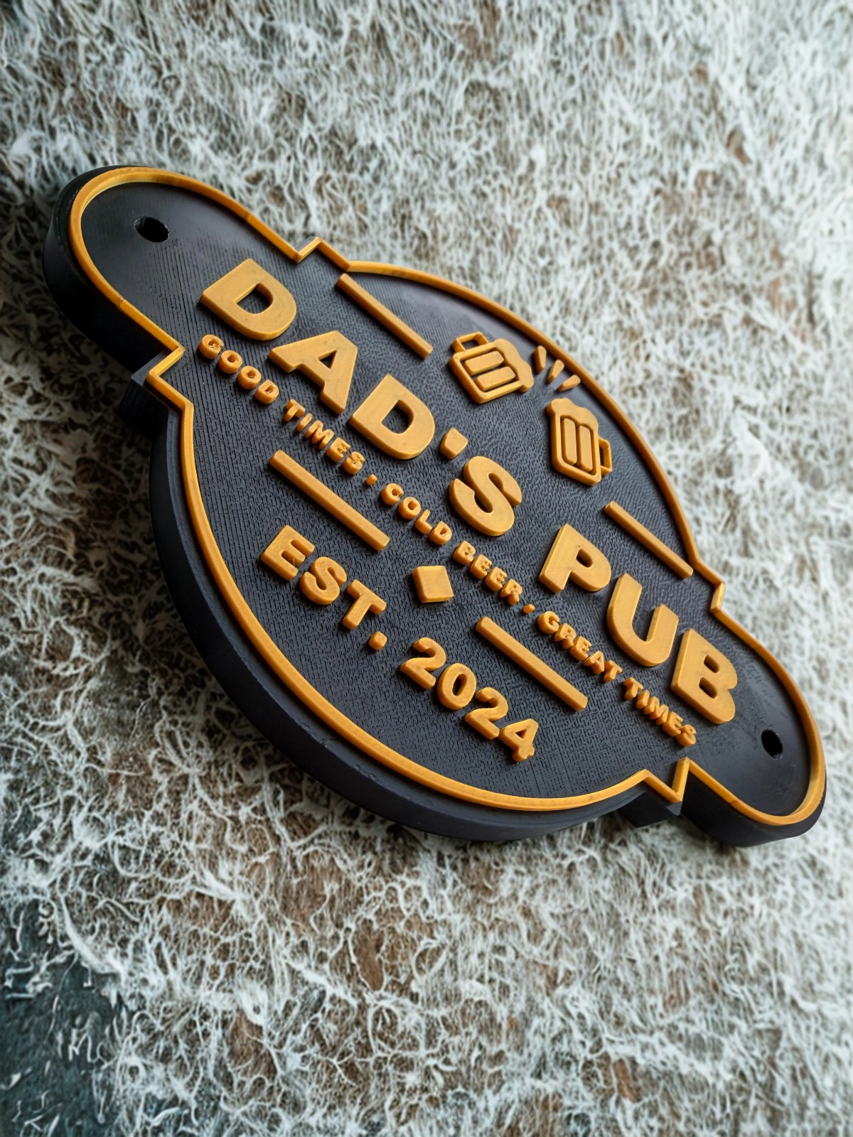 Personalised Garden Bar Sign. Custom Man Cave Plaque, Black Gold Pub Style