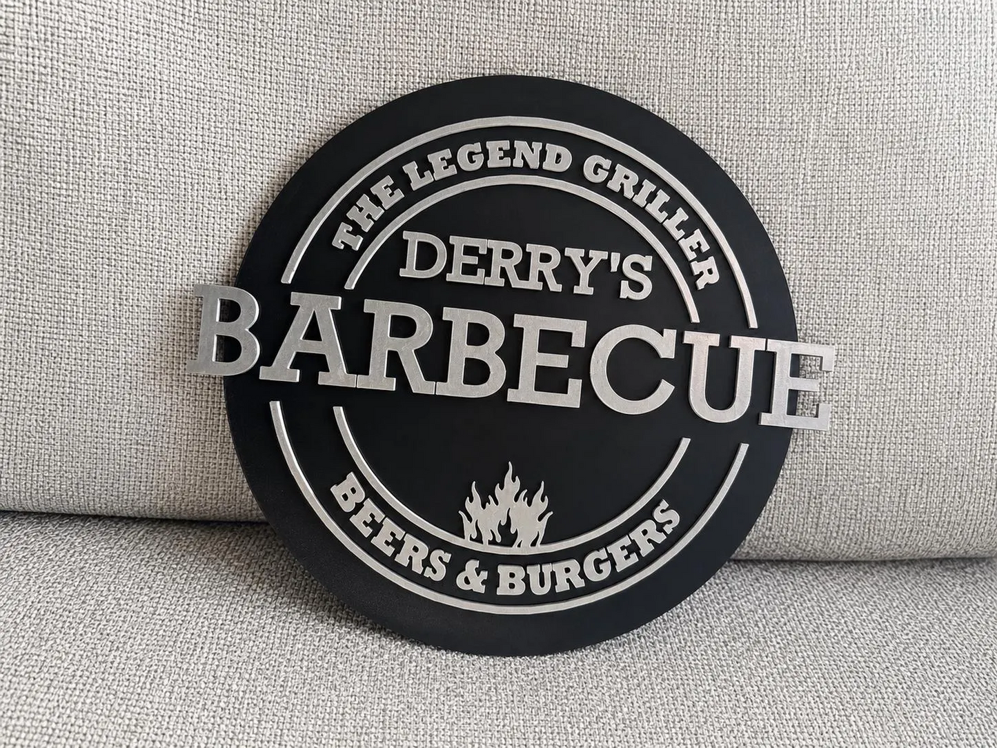 Personalised BBQ Sign – Custom Barbecue Plaque, 3D Printed PETG Outdoor Sign, Fa
