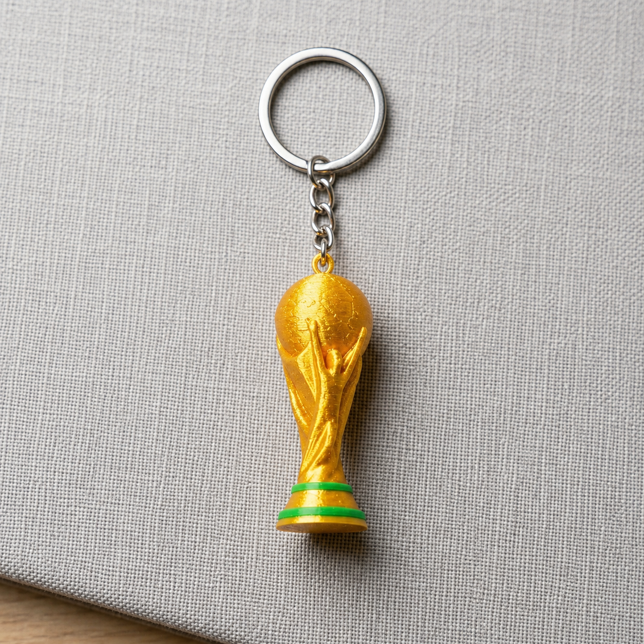Personalised Football Trophy Keyring | Gold 3D Printed Football Trophy Keychain