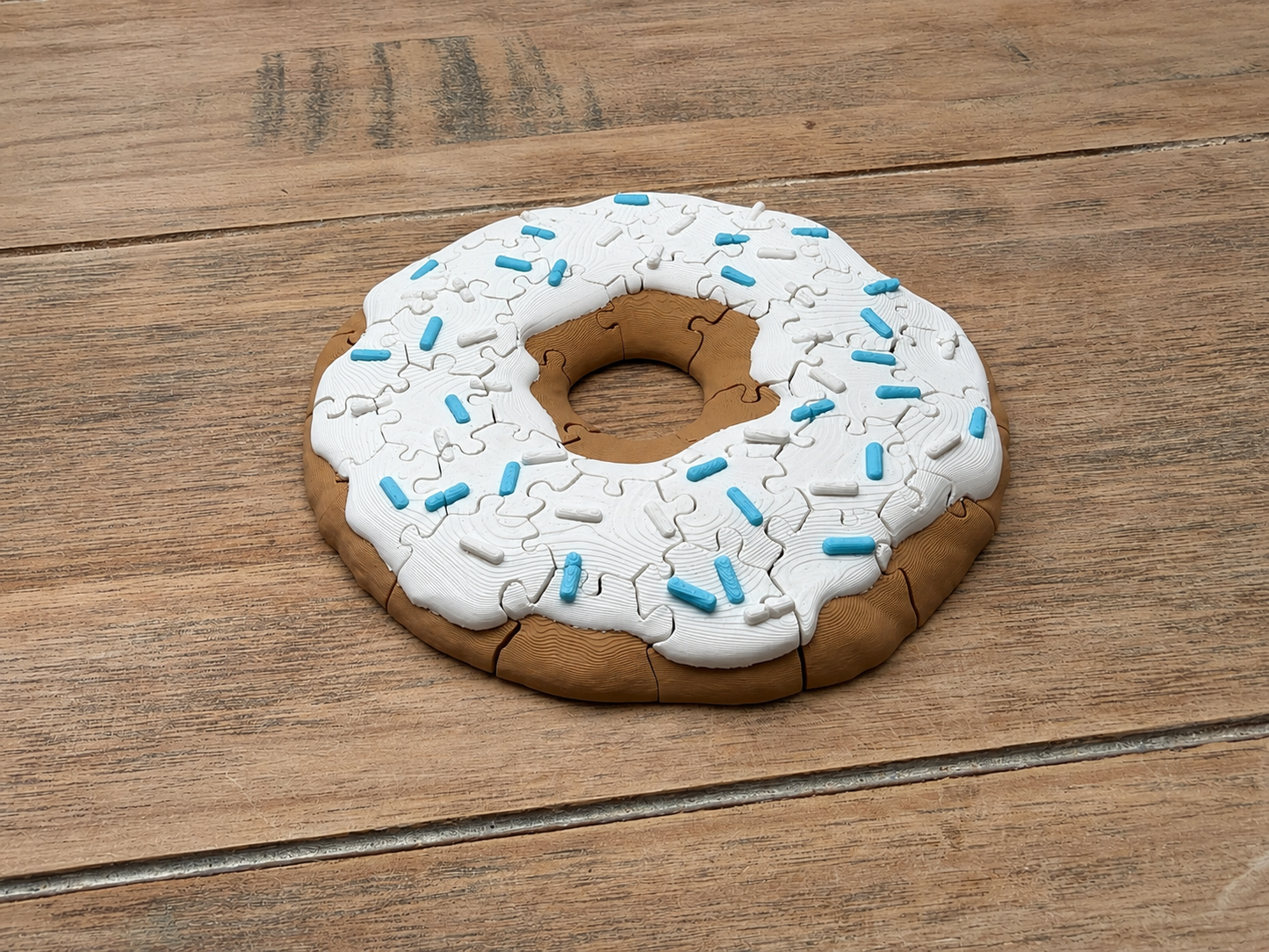 Mini Donut Jigsaw Puzzle – 30 or 60 Piece 3D Printed Puzzle with Storage Tin – Strawberry, Chocolate or Vanilla Icing