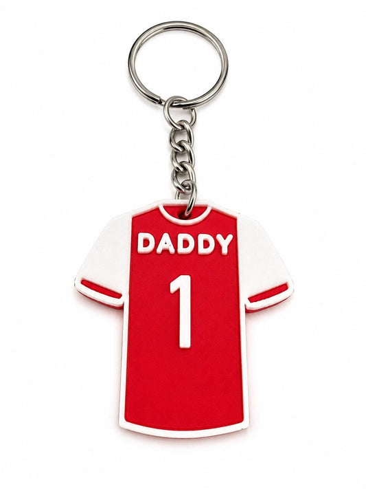 Father’s Day Personalised Football Shirt Keyring – Daddy No.1 Gift – Arsenal Football Fan Keychain