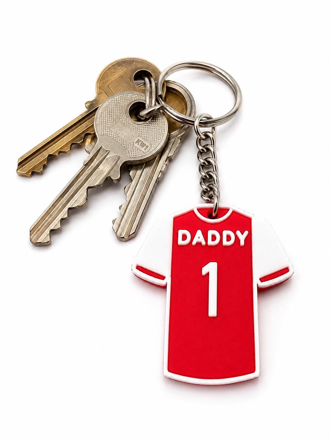 Father’s Day Personalised Football Shirt Keyring – Daddy No.1 Gift – Arsenal Football Fan Keychain
