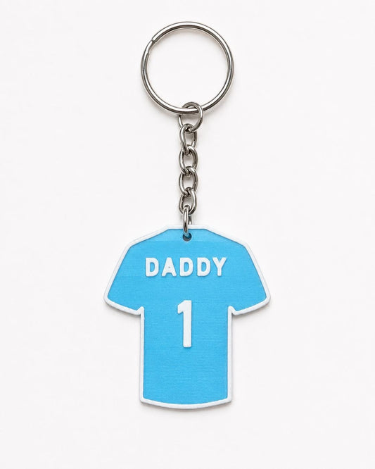 Personalised Sky Blue Football Shirt Keyring, Custom Name Number, Coventry Fan Gift